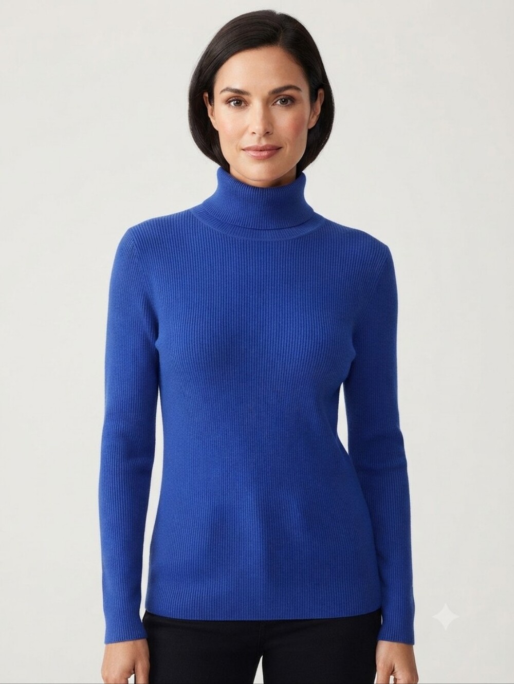Chico's Electric Blue Ribbed Turtleneck Sweater